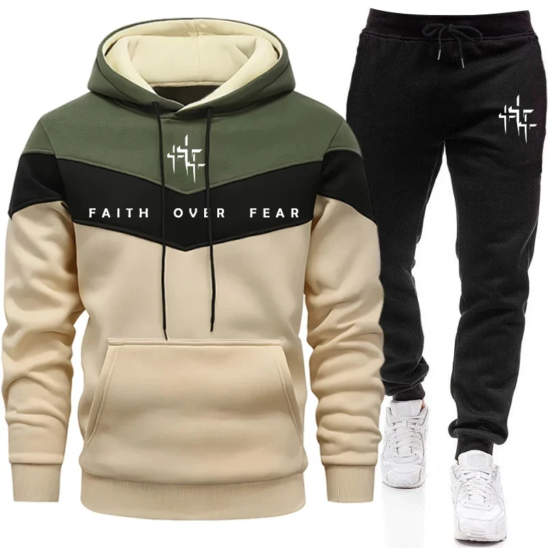 Men'S Fashion Pants - Conjunto Masculino Faith Over Fear: Moletom