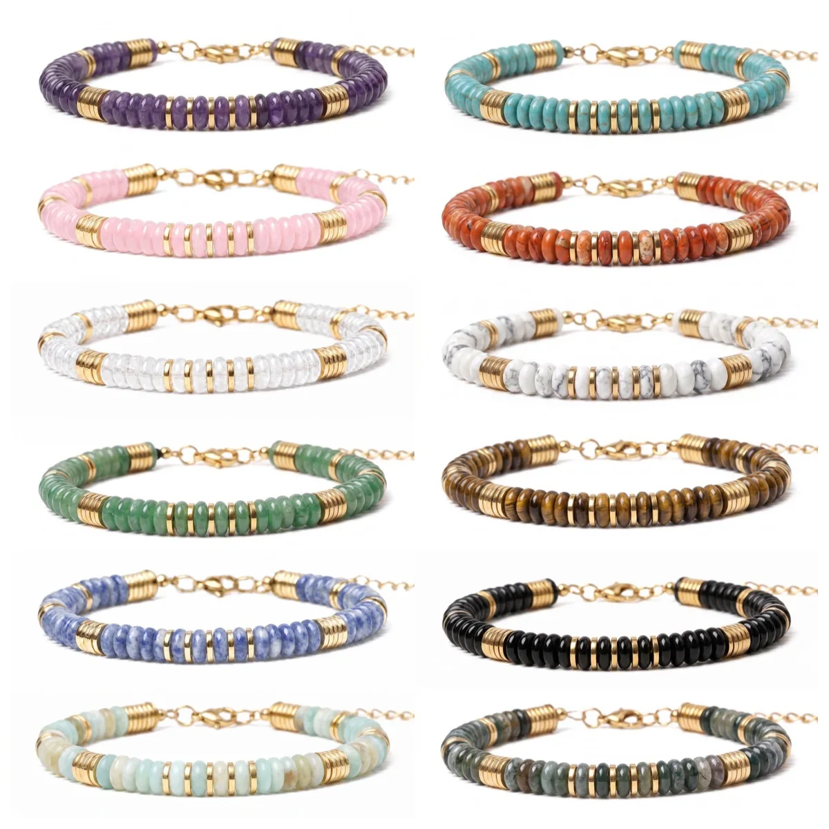 Mens Fashion Discord - Pulseira de Pedras Preciosas com Contas