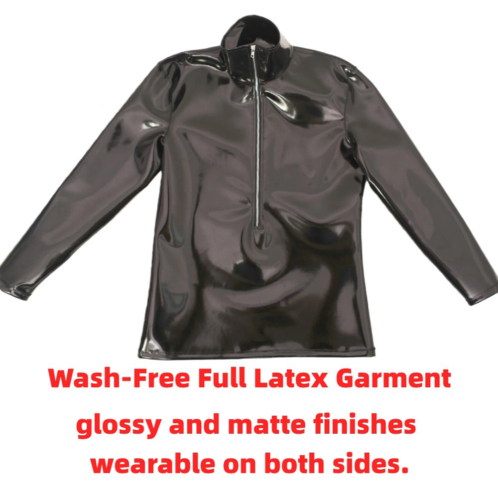 Mens Fashion Casual - Sexy masculino pvc brilhante manga longa