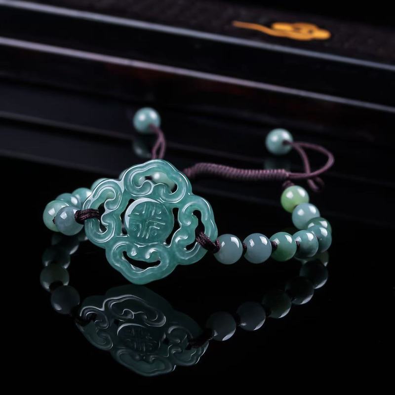 Men'S Fashion - Pulseira de Jadeíta Natural Grau A,