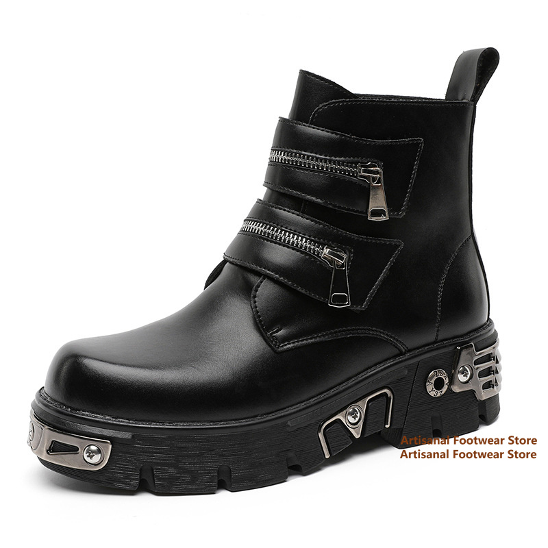 Chelsea Boots Men - Botas de Motocicleta Punk com Múltiplos