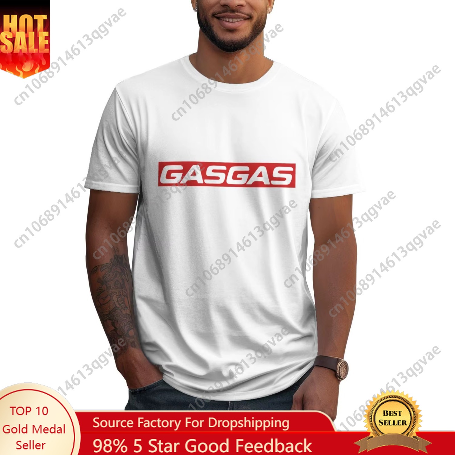 Graphic Tee Oversized - Gasgas enduro motocicleta imprime camiseta 100%
