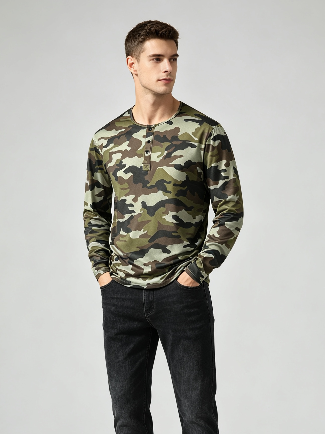 Military Shirt Men - Camisa Masculina Premium de Manga Longa