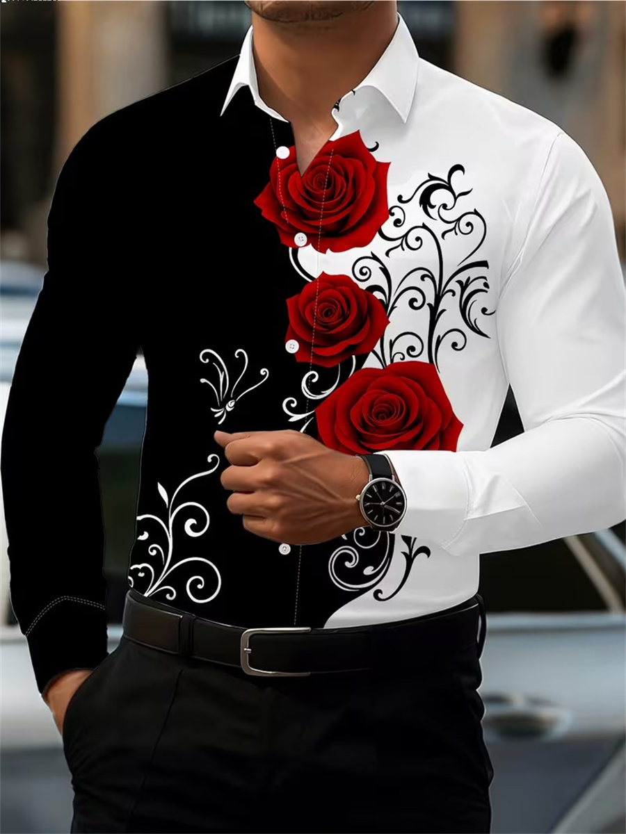 Mens Fashion Casual - Camisa Masculina de Manga Longa com