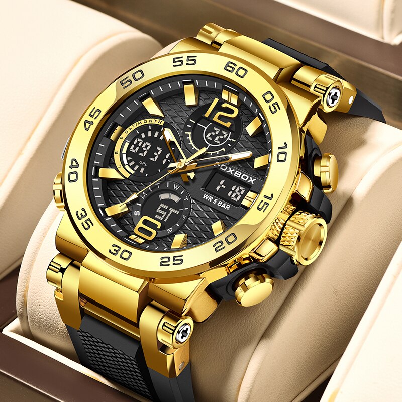 Men'S Fashion Zone - FOXBOX-Relógio de negócios impermeável para homens,