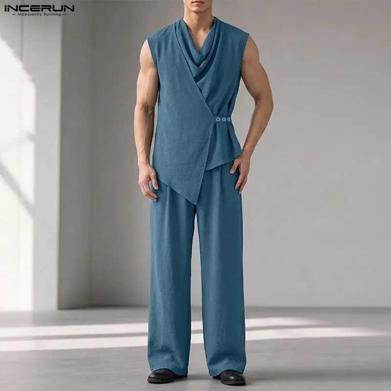 Track Suit Men - Conjuntos Masculinos INCERUN: Camisa Regata Irregular