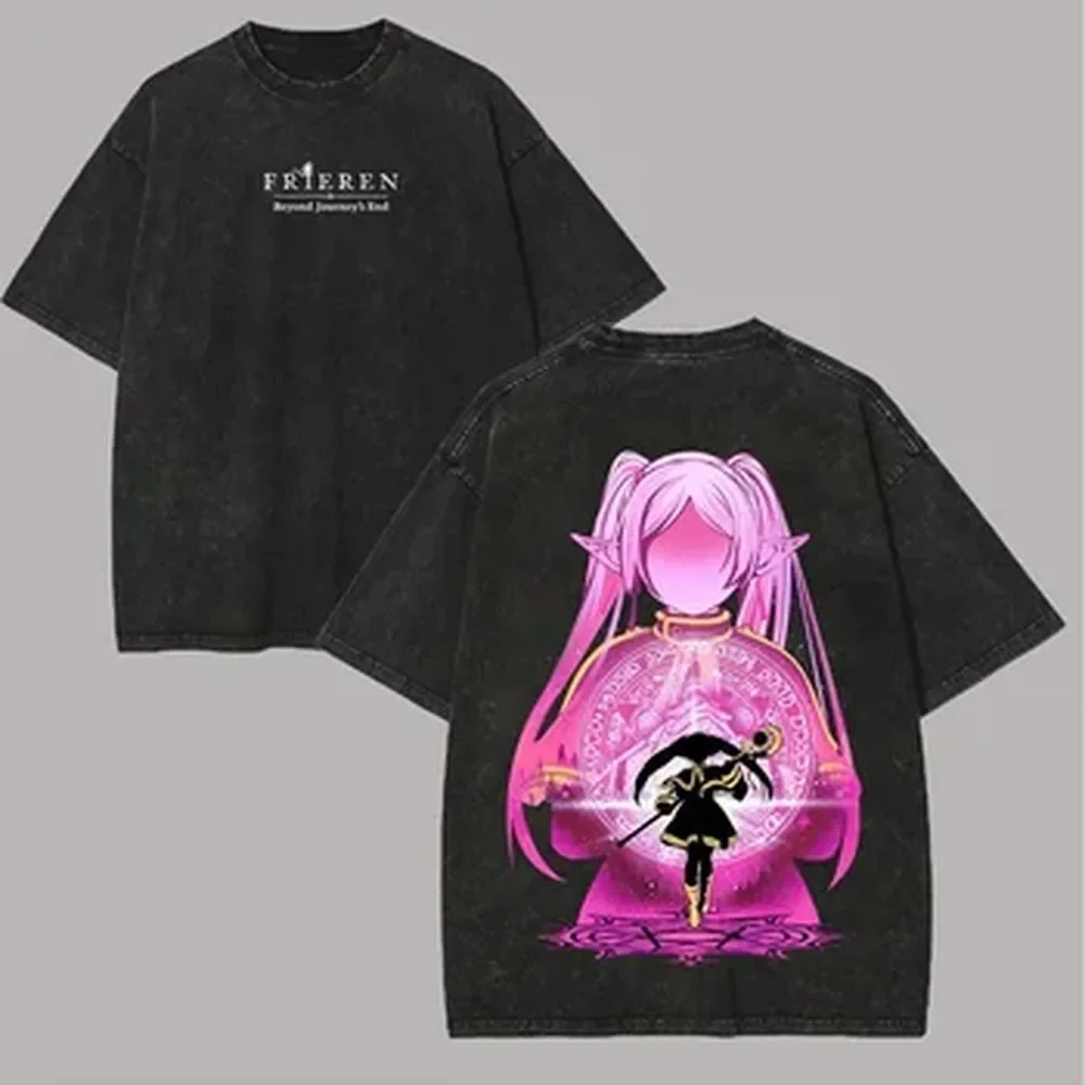 Graphic Tee Oversized - Camiseta Gráfica Anime Frieren para Homens