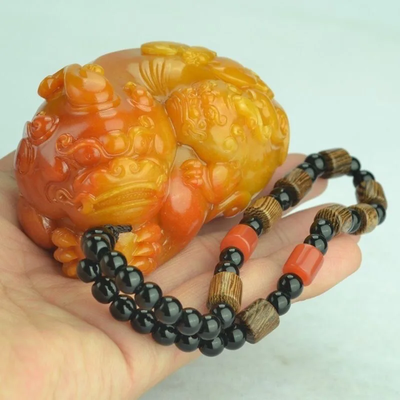 Men'S Fashion Necklaces - Natural Huang Longyu Pixiu Colar de