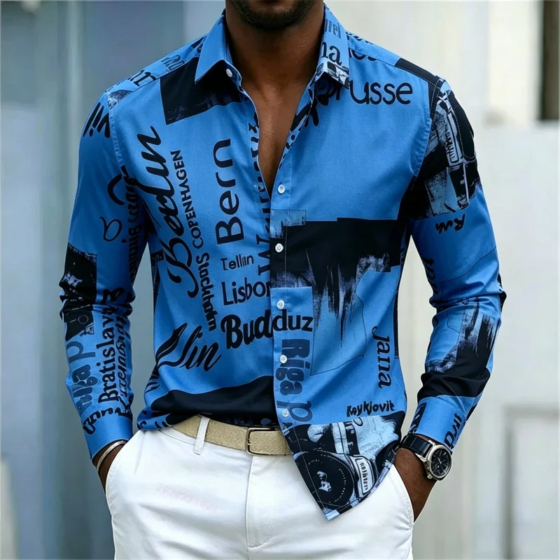 Camisa masculina estampada de  - Mens Fashion Casual avaliação e preço