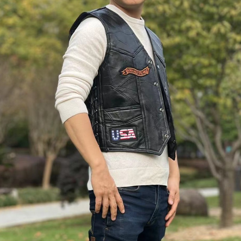 NOVO Colete Masculino de Couro - Men'S Fashion Leather Jacket avaliação e preço