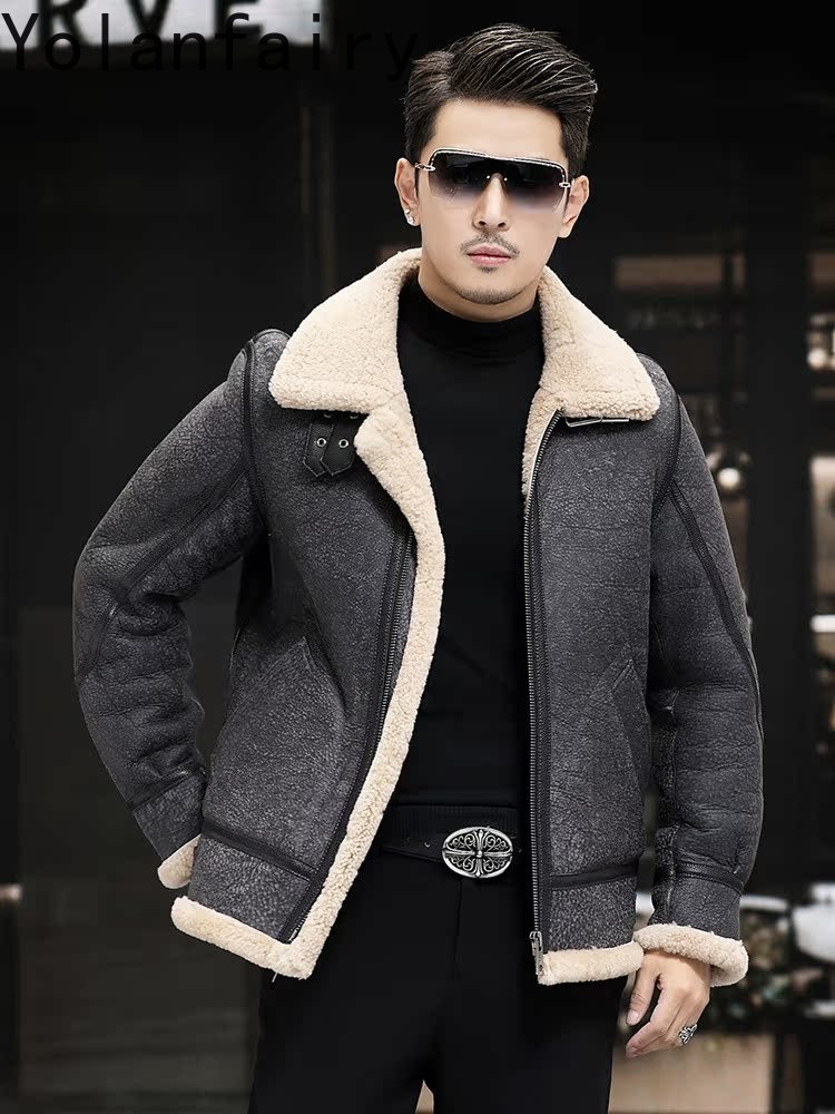 YOLANFAIRY Real Leather Jacket - Men'S Fashion Leather Jacket avaliação e preço
