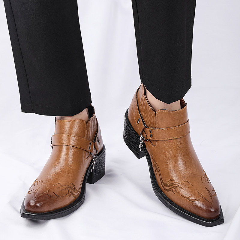 Novas Botas de Couro Marrom/Pr - Chelsea Boots Men avaliação e preço