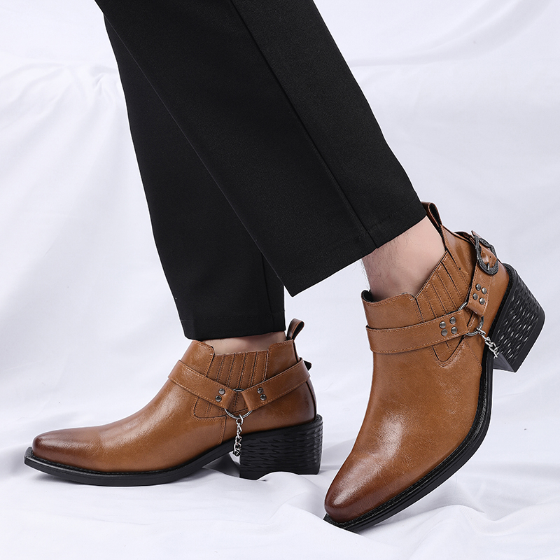 Novas Botas de Couro Marrom/Pr - Chelsea Boots Men avaliação e preço