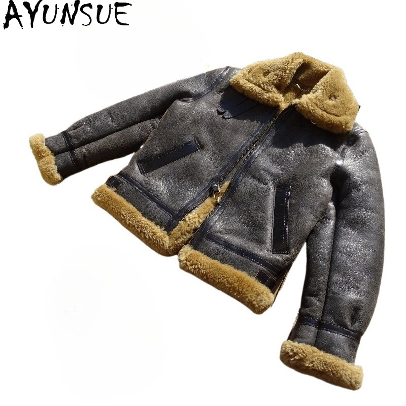 Casaco de Lã Natural AYUNSUE p - Men'S Fashion Leather Jacket avaliação e preço