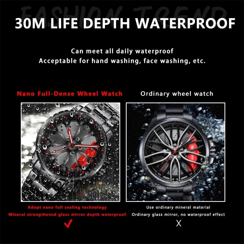 Moda Mens Car Wheel Relógios L - Men'S Fashion Hub avaliação e preço
