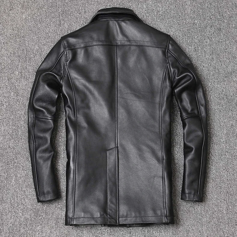 Jaqueta de couro genuíno mascu - Men'S Fashion Leather Jacket avaliação e preço