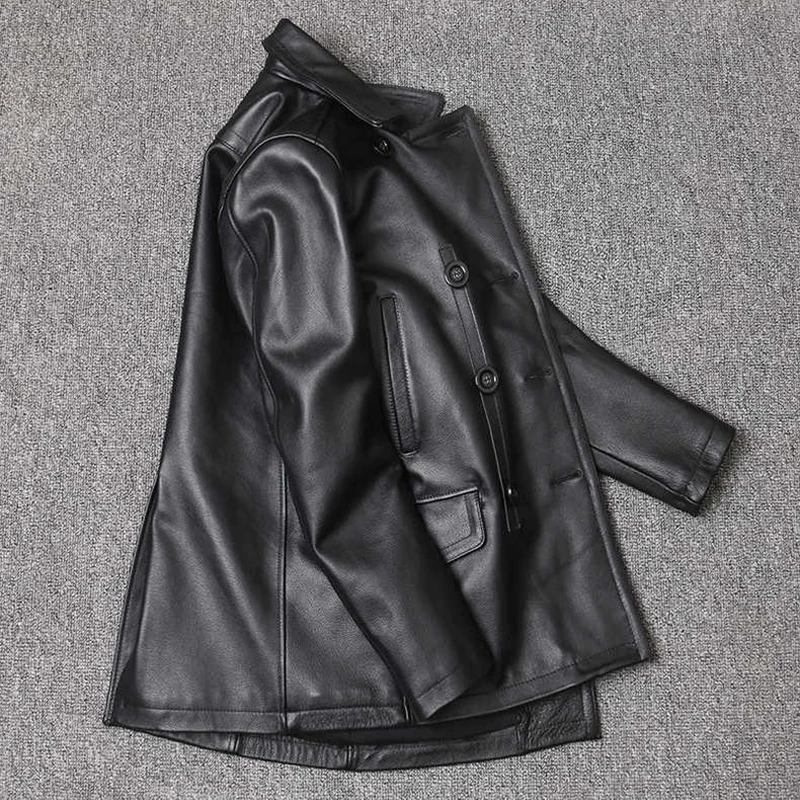 Jaqueta de couro genuíno mascu - Men'S Fashion Leather Jacket avaliação e preço