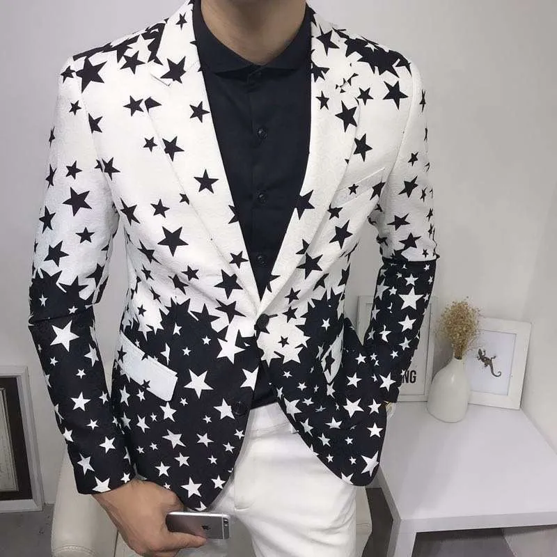Blazer Slim Fit Estampado Estr - Men'S Fashion Light Jacket avaliação e preço