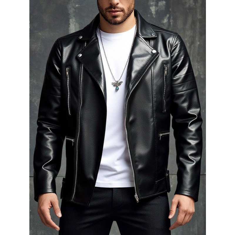 Nova Jaqueta Masculina de Cour - Men'S Fashion Leather Jacket avaliação e preço