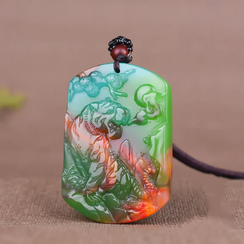 Pingente de tigre de jade cor  - Men'S Fashion Necklaces avaliação e preço