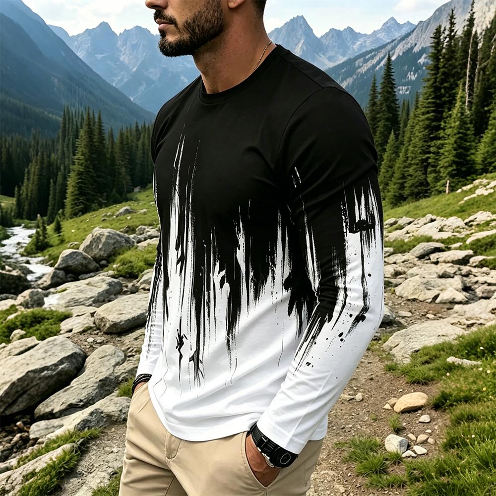 Camiseta Masculina de Manga Lo - Fashion Mens Shirt avaliação e preço
